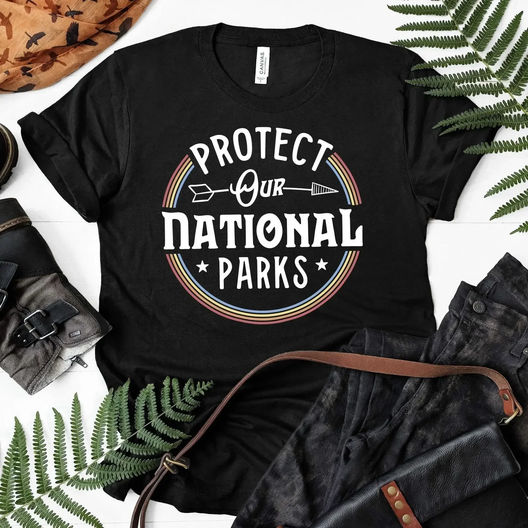 Protect Our National Parks T Shirt US Vintage Outdoor Earth Day Conserve Environment WanderlusT 70 s