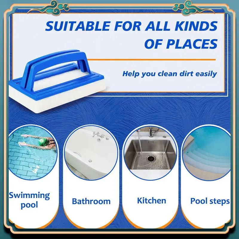 ABMV-4er-Pack handgehaltene Pool-Scheuerbürste, schrubbendes Scheuerschwammpolster zum Reinigen von Schrubber, Küche, Badezimmer, Wanne, Duschfliesen
