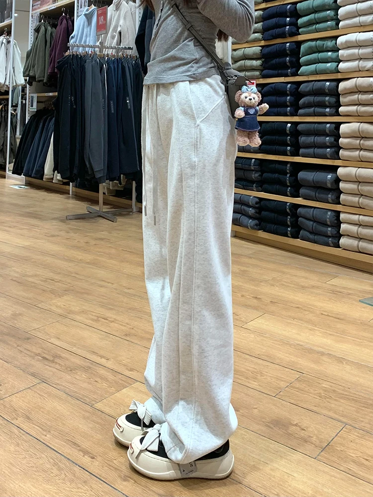 Lulu jambe droite Spor pantalons de survêtement ex automne épissure conception décontracté drapé minceur coupe ample coton jeunesse Faion