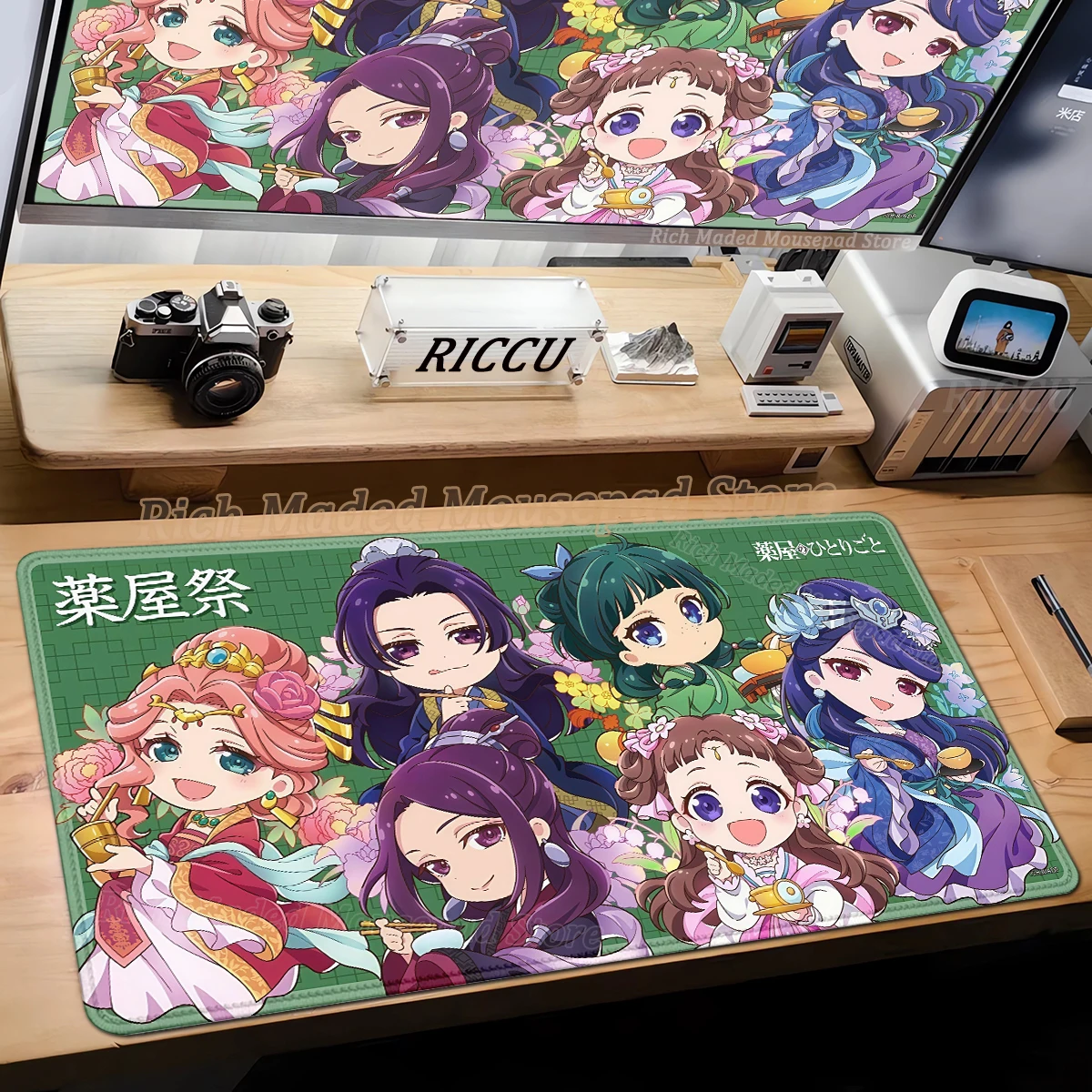 แผ่นรองเมาส์อนิเมะขนาดใหญ่ The Apothecary Diaries Maomao แผ่นรองเมาส์กันลื่น แผ่นรองคีย์บอร์ดแบบขยาย อุปกรณ์เสริมสำหรับโต๊ะทำงาน HD XXL สำหรับเล่นเกม ​   แผ่นรอง