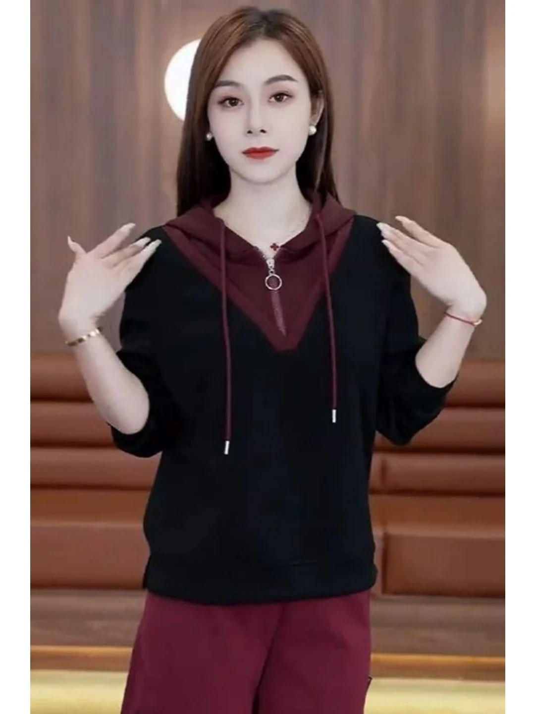 

Женская толстовка Sweet And Spicy Color Blo с эффектом двухслойности, на молнии, с длинными рукавами, больших размеров, в корейском стиле, для повседневной носки