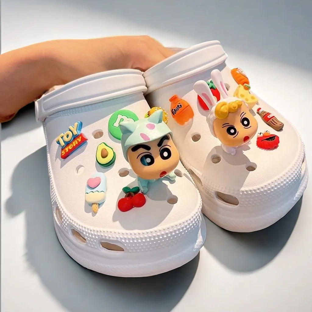 Miniso 3D Resin Cartoon Animeset Shoe Charms Cute Shoes Decoration For Clog Sandals Different Girls Boys For Gift Party Birthday