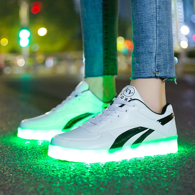 New LED Luminous Shoes Glow-In-The-Dark Ghost Walking Shoes Adult USB Charging Shoes with Light Man\'s Casual Sports Shoes