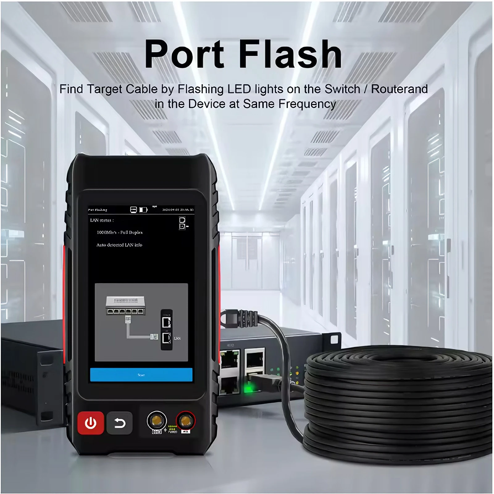 LAN Network Cable Tester RJ45 RJ11 BNC Cable Locator with PoE Test TDR Length Measurement Tool LT-600 Short circuit detection