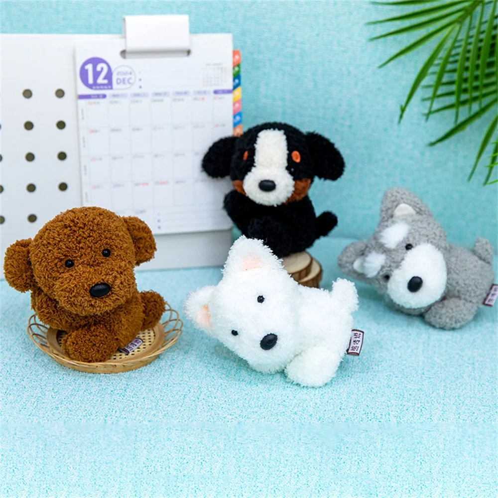 

11CM Cute Clip Dog Plush Toy West Highland Schnauzer Teddy Bernese Mountain Dog Table Companion Toy Creative Gifts For Kids