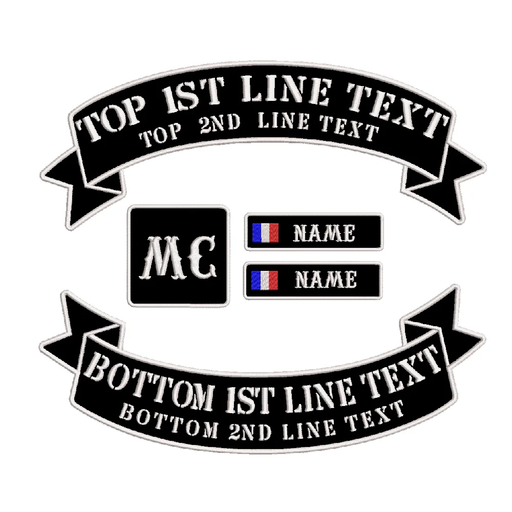 Custom Rocker Back 2 Lines Text Patch Embroidered MC Biker Club Name Patch
