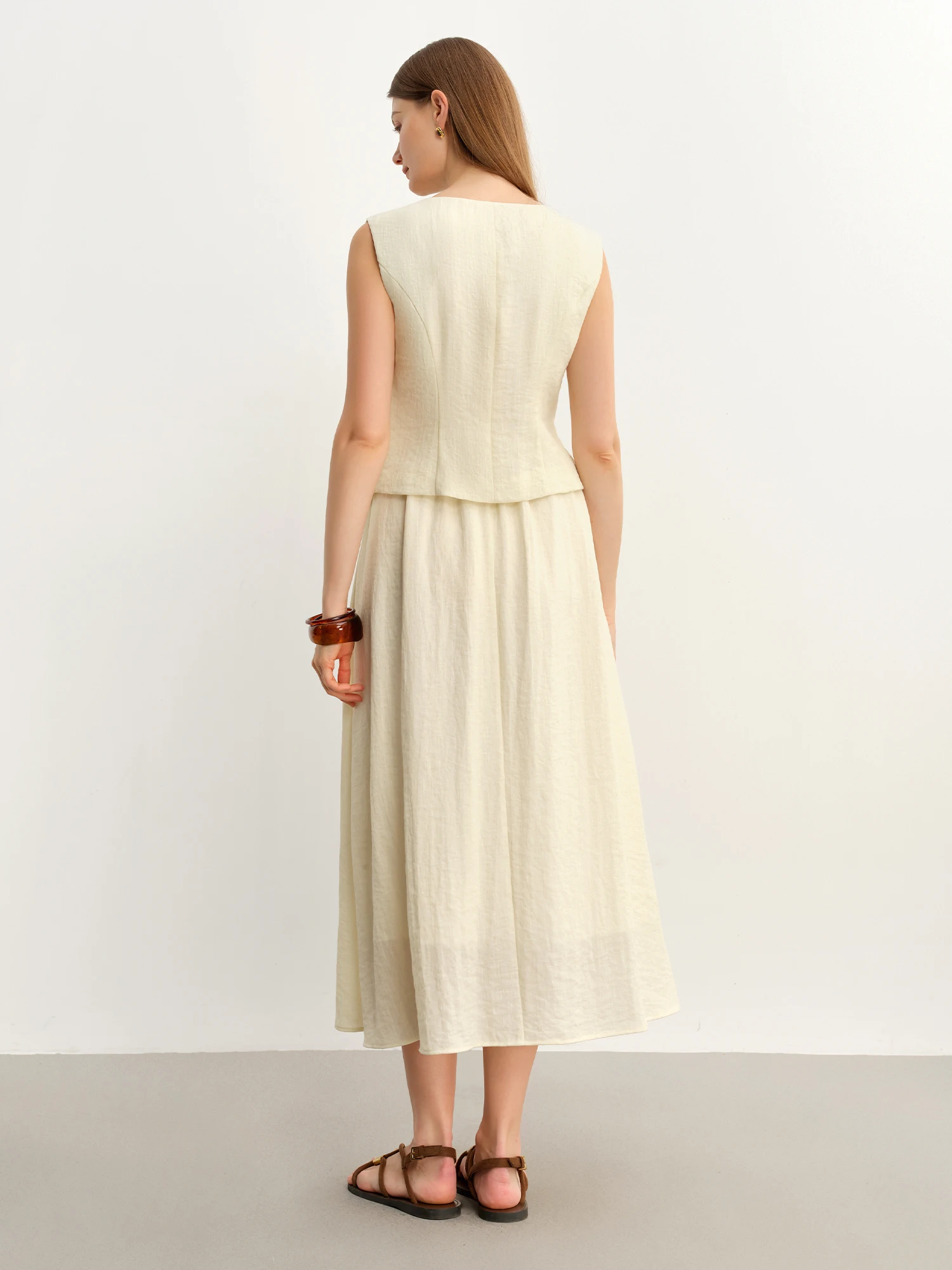 DUSHU Vest Skirt Fashion Suit 2025 Summer New Design Sleeveless Top Skirt Two-piece Commuting Suit 25DS82842+25DS82845 image 4