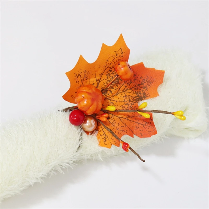 10PCS Pumkins Napkin Rings Thanksgiving Napkin Ring Holder Berry Napkin Ring Harvest Maple Fruit Pumpkin Napkin Ring