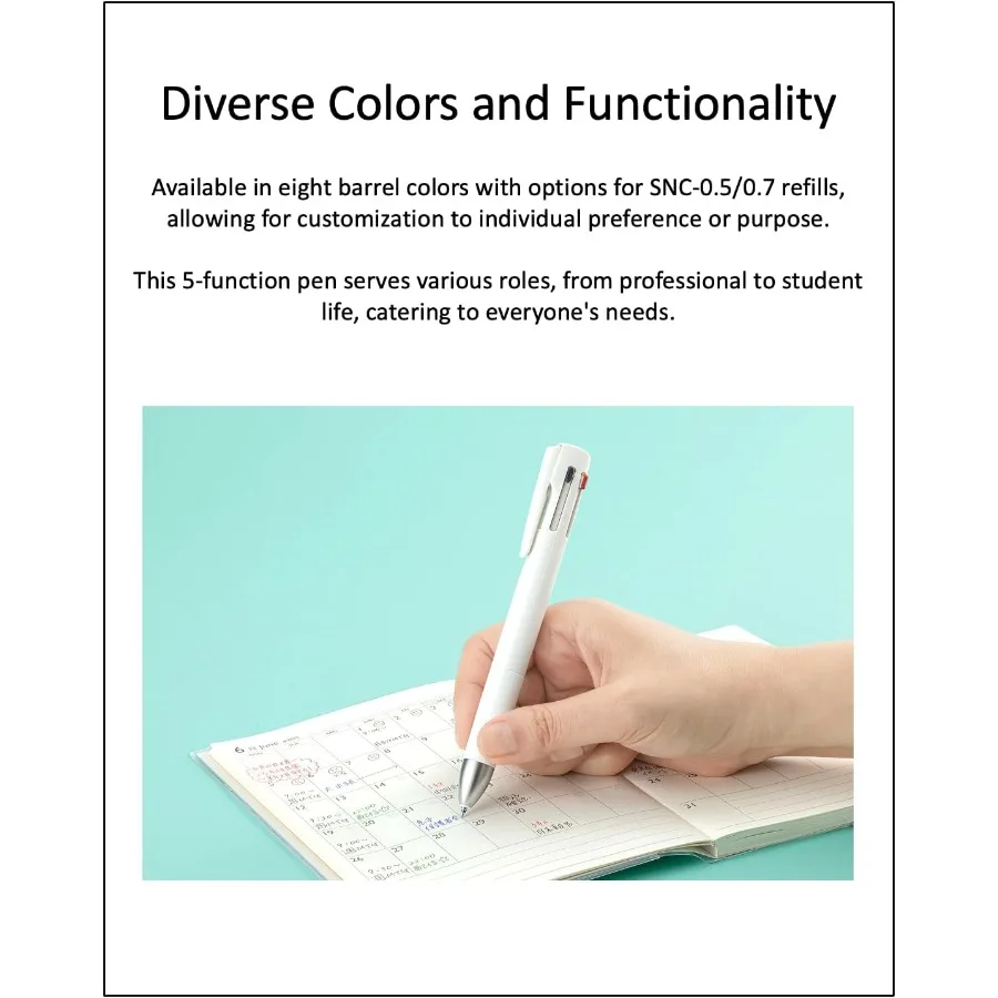 قلم ZEBRA Blen4+S أخضر نعناعي 0.7 مم متعدد الوظائف للاستخدام المكتبي والمدرسة مع 0.7 مم أسود/أزرق/أحمر/أخضر ميكانيكي 0.5 مم #6