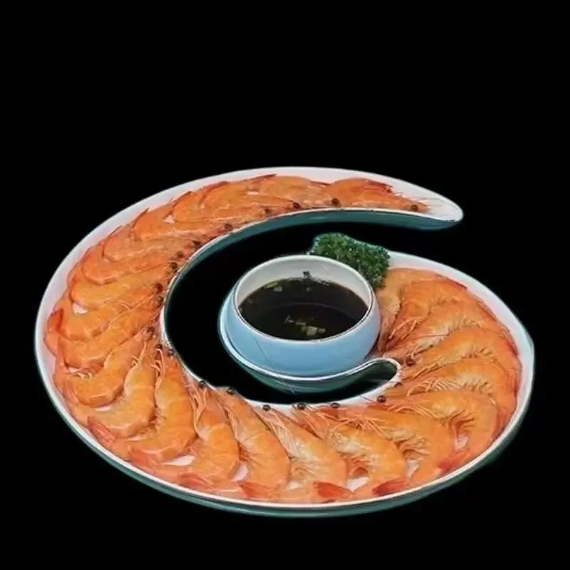 

Creative Internet Celebrity Long Arc Hairtail Eel Ceramic Plate Hotel Restaurant Specialty Signature Restaurant Club Plate