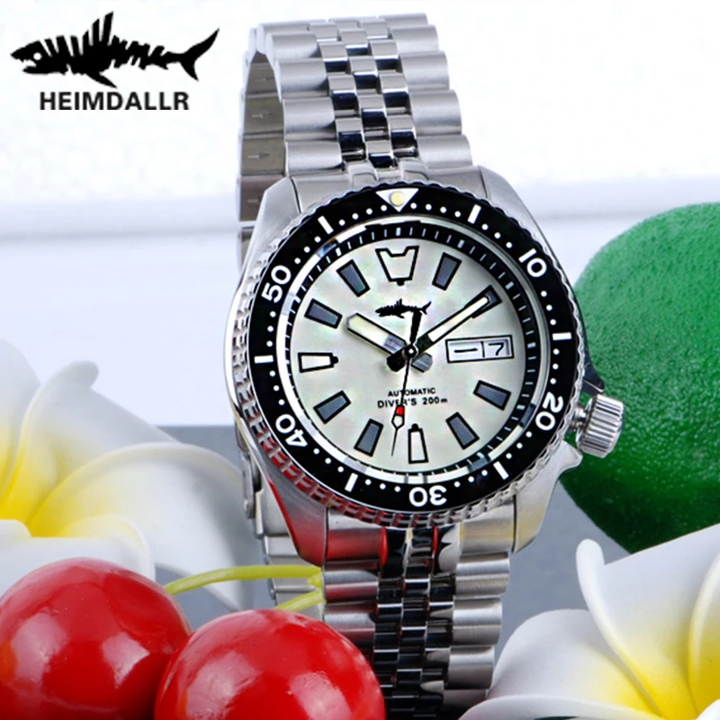 HEIMDALLR Sharkey SKX007 NH36 Automatic Watch Men Sapphire Mechanical Vintage Diver Watches 200m Full Surface C3 Super Luminous