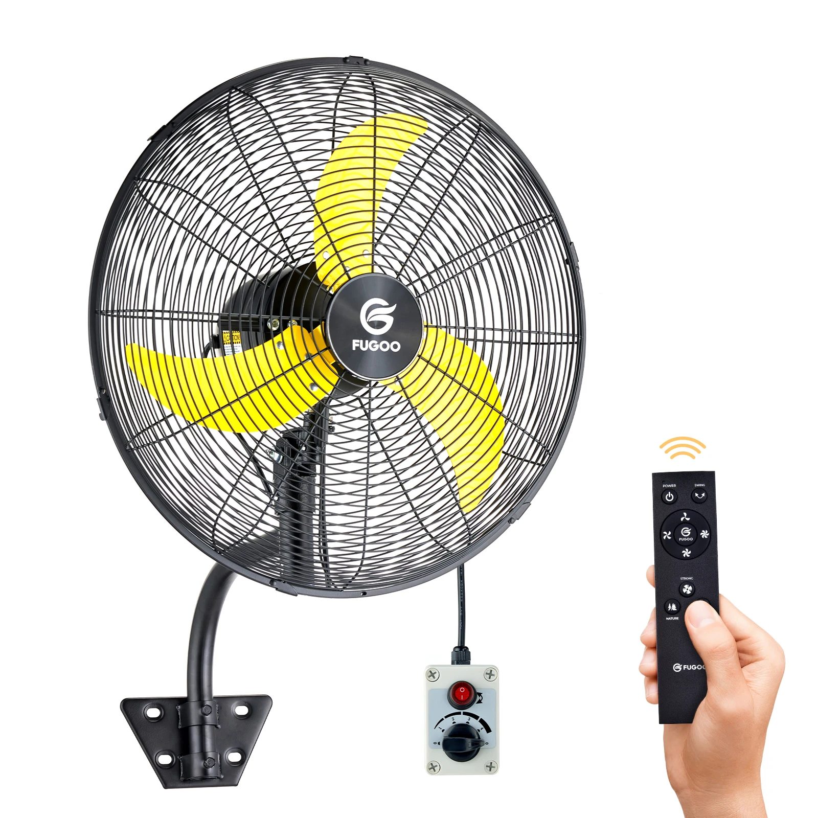 FUGOO 20'' Outdoor Quiet Remote Control Oscillating Wall Mount Fan,All Sealed BLDC Motor,4 Speed Waterproof Outdoor Fan With Remote, Heavy Duty Industrial Wall Fans for House,Patios,Garage,Warehouse