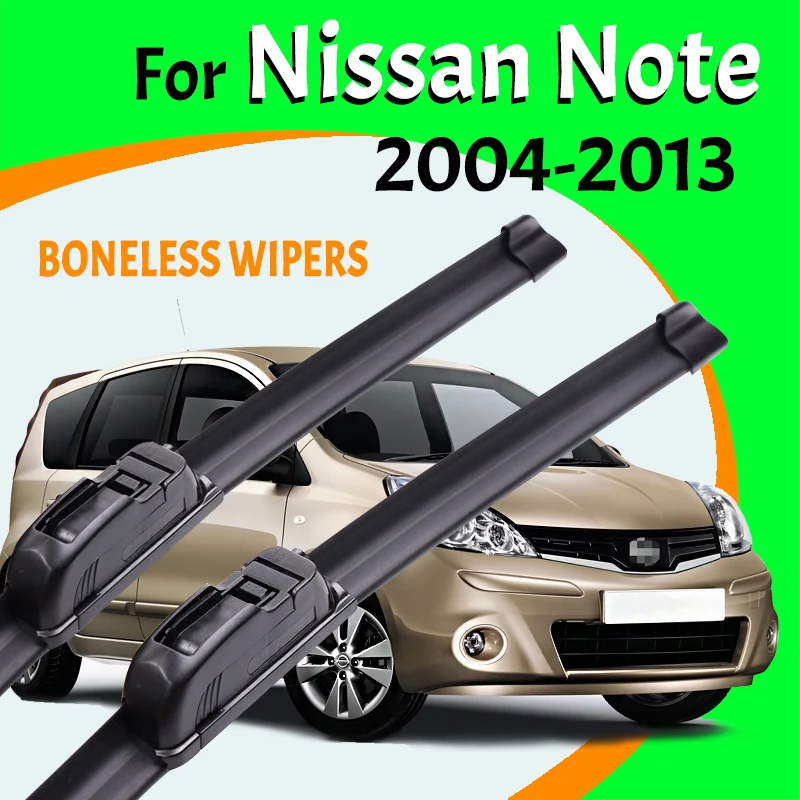 For Nissan Note MK1 2004-2013 Black Car Wiper U-type Soft Rubber Boneless Wiper HD Quiet Durable Automotive Wiper 24