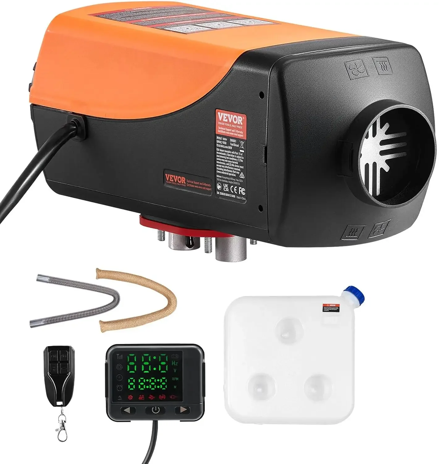 8KW Diesel Heater, DC12-24V, Fast Heating Diesel Air Heater, with Remote Control and Color Digital Display, 10L Fuel Tank, Low N