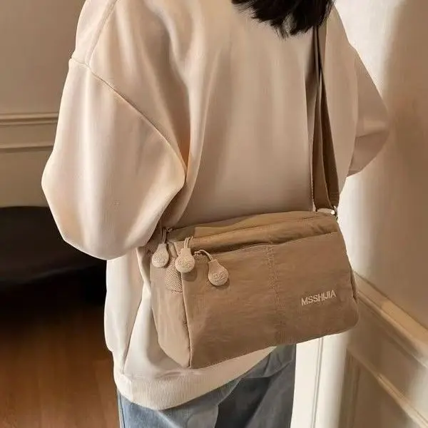 

Solid Color Minimalist Fabric Tote Bag Multi-Compartment Organizer Ultra-Lightweight Water-Resistant for Women Commute Casual