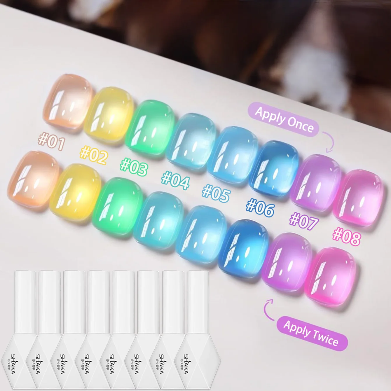 1pcsSHAKA Summer Jelly Cat Eye Gel Nail Polish Macaron Color Transparent Sugar Freezing Whitening Versatile Nail Enhancement Art