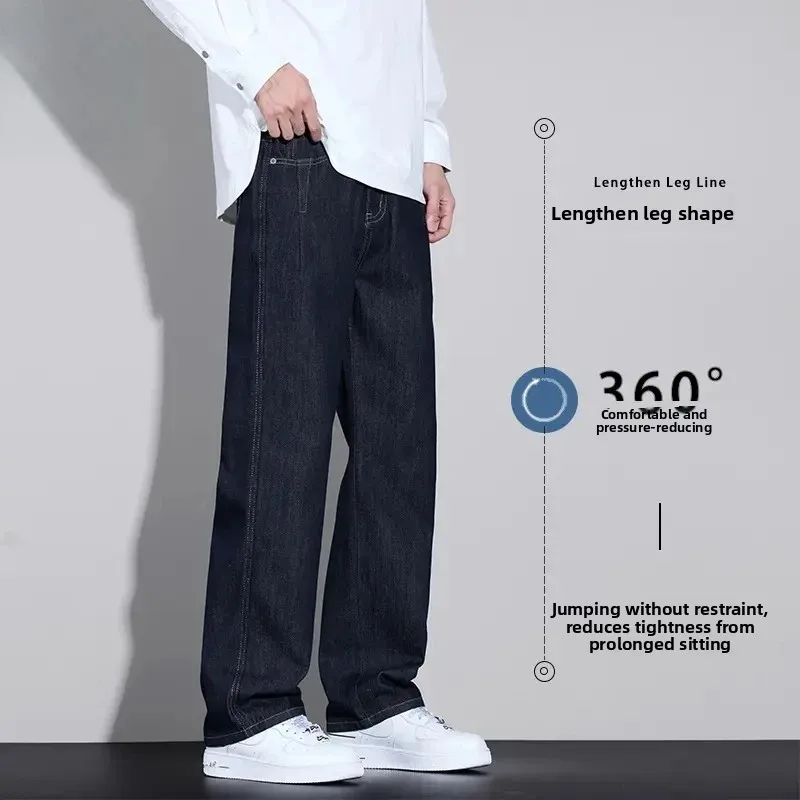

Trendy Men's Jeans Casual Straight Leg Washed Cotton Pants Comfortable Loose Fit Autumn Winter Fashion Urban Style
