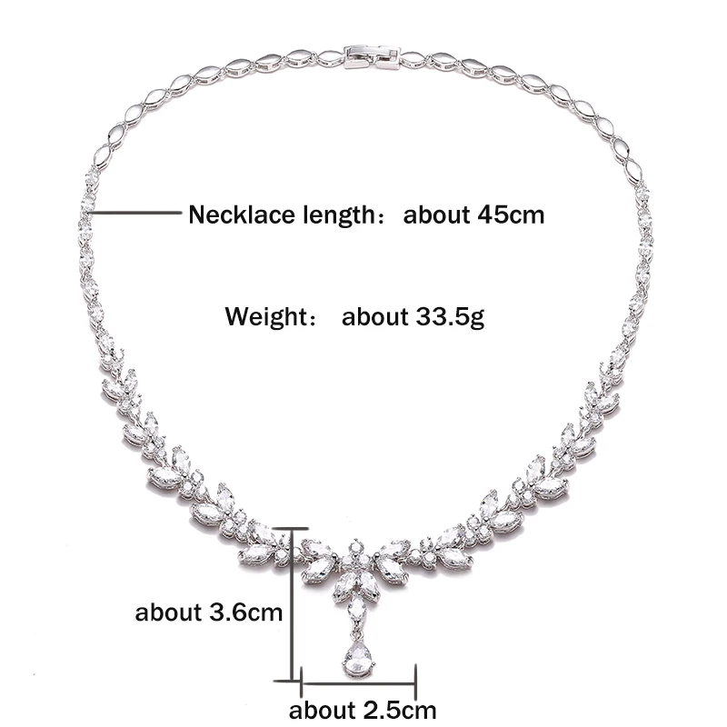 ZAKOL Luxury Exquisite Marquise Cut Cubic Zircon Leaf Necklaces For Women Fashion Bridal Wedding Party Jewelry Accessories