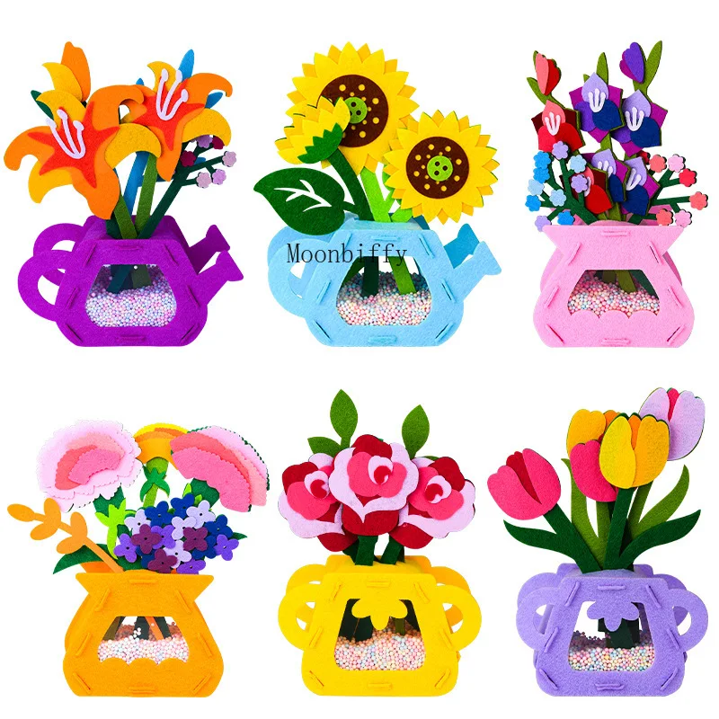 

DIY Flower Toys Montessori Arts Crafts Non-weaving Handicrafts Flowerpot Toys for Kid Gift Early Preschool Educational Gift