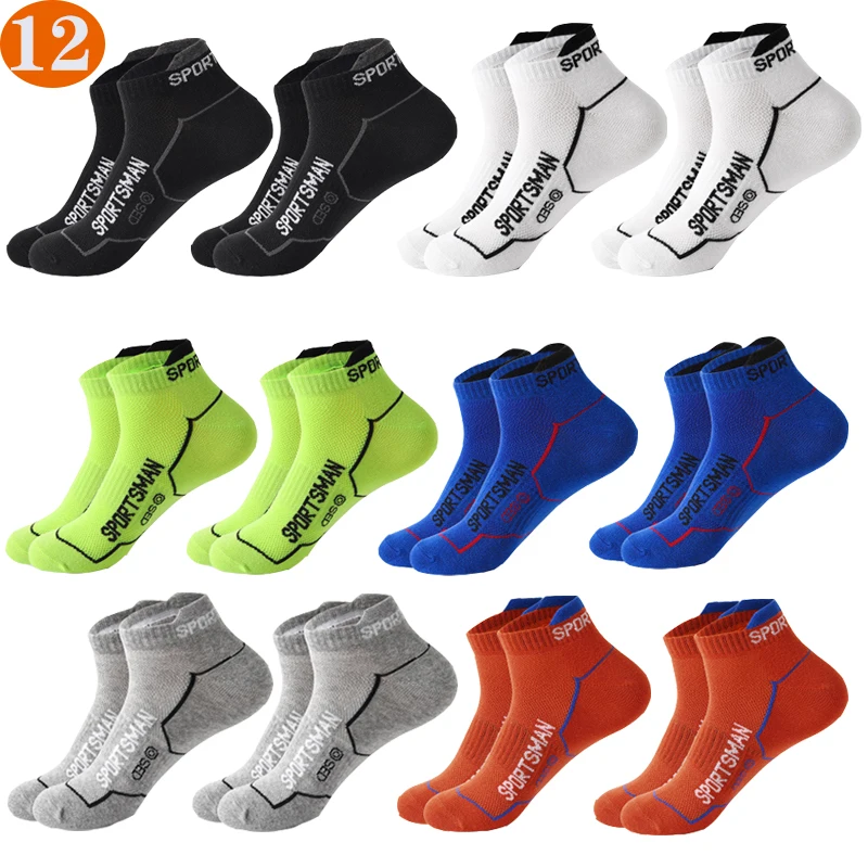 12 Pairs High Quality Men Ankle Socks Athletic Fitness Running Sport Socks Soft Breathable Casual Short Sock Men Boat Socks