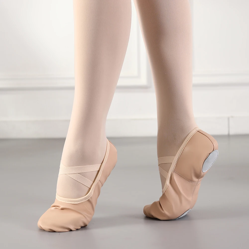 Girls Ballet Dance Shoes leather Dance Split Sole Ballroom Training Shoes Child Adult Ballet Shoes Skin Flat Women Kids