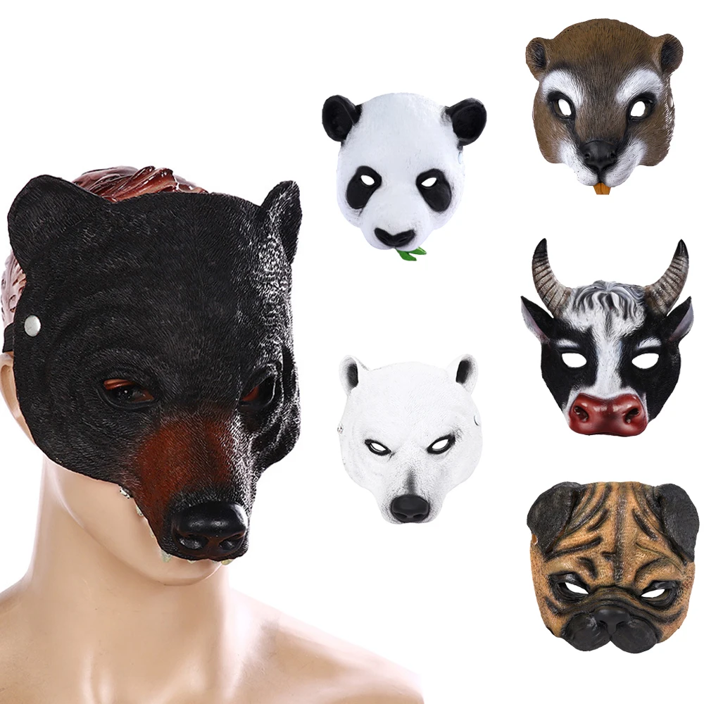 Colección de máscaras de animales para Halloween, máscara de animales realista de espuma PU, juego de fiesta de disfraces de Carnaval, accesorios de disfraz
