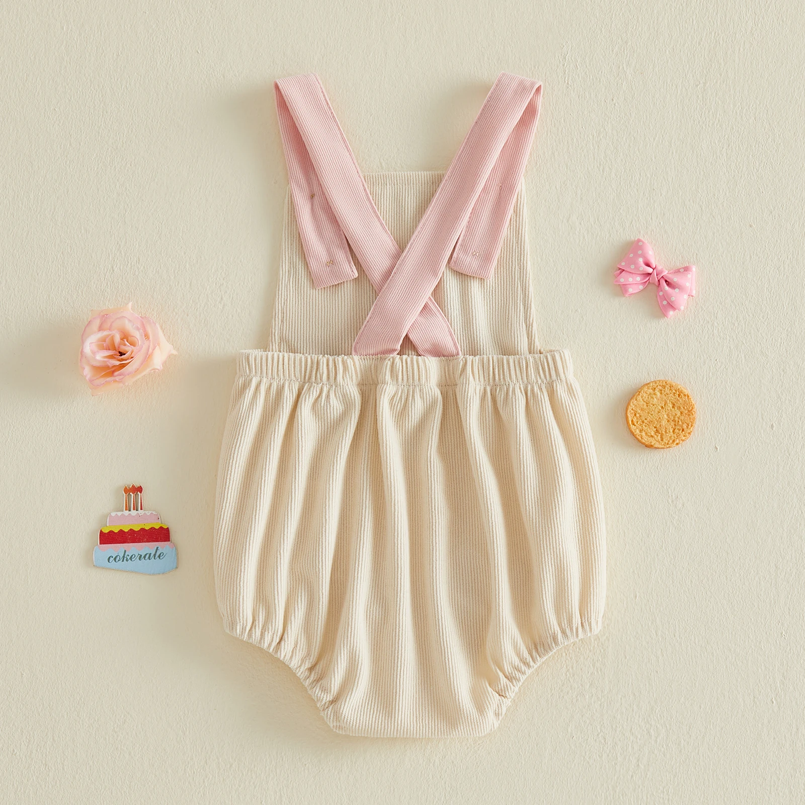Baby Birthday Day Romper Infant Summer Sleeveless Letter Dount Print Corduroy Overalls for Girls Boys