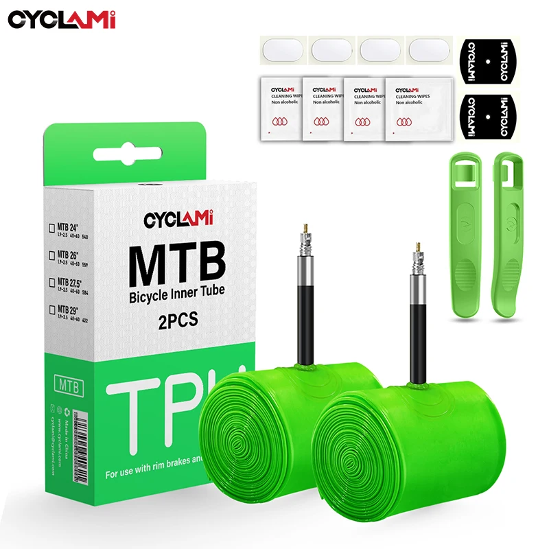 Chambre à air ultralégère CYCLAMI pour vélo VTT 26, 27,5 et 29 pouces, pneu en TPU, valve française 45 mm, anti-oxydation