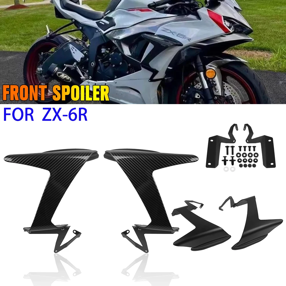 ZX6R Front Downforce Spoiler For Kawasaki Ninja ZX-6R ZX 6R 636 2024 2025 Naked Frontal Spoilers Winglet Aerodynamic Deflector