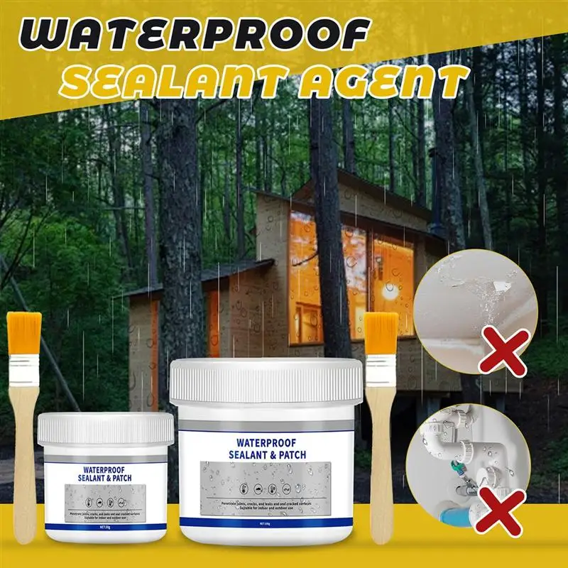 Waterproof Coating Sealant Agent With Brush Transparent Invisible Paste Glue Leak Proof Strong Sealant Roof Toilet Repair Tools