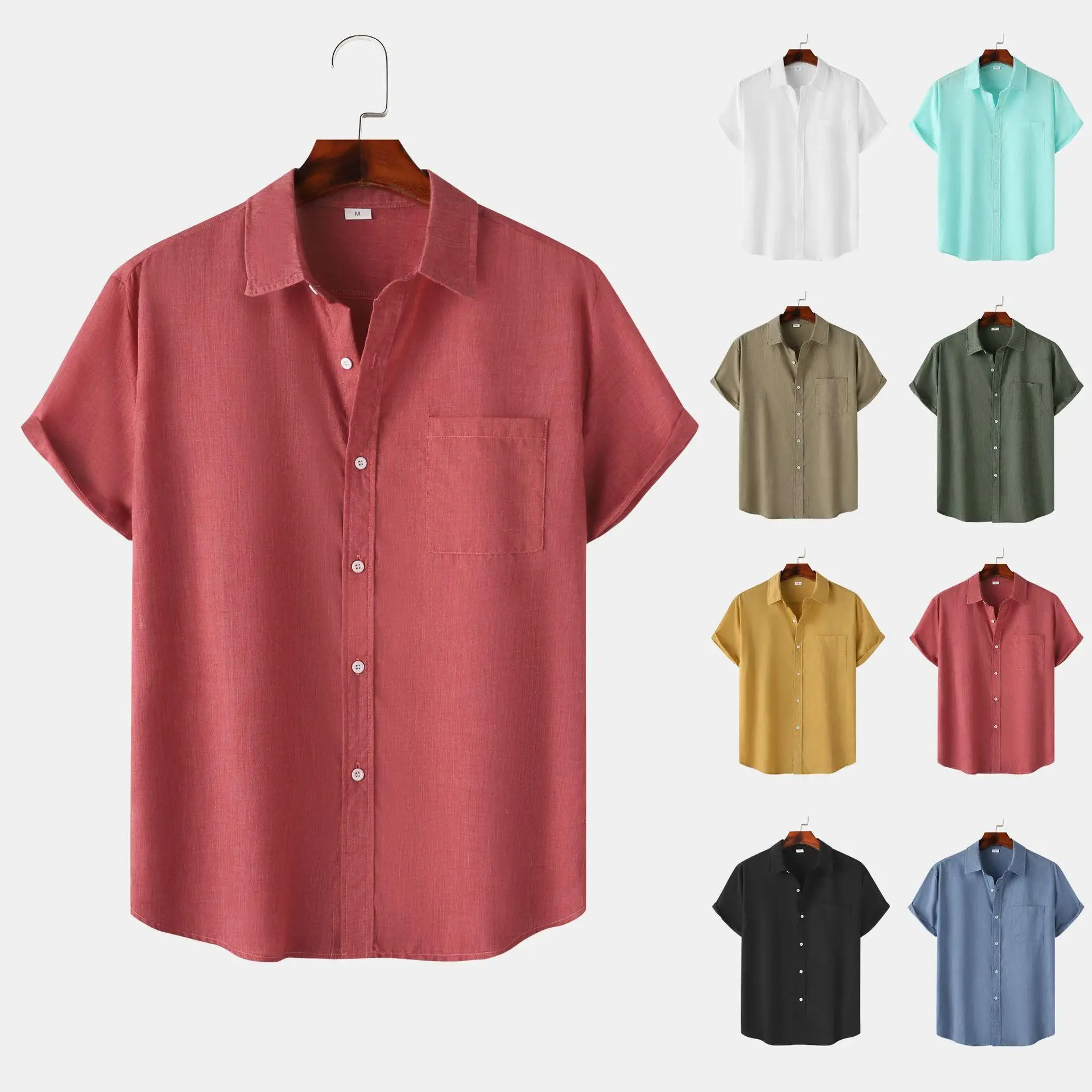 

Summer ort Sve Men's irt Asian Beach Sle Casual Cotton Polyester Plain Color ket Design Faionable Inner Wear