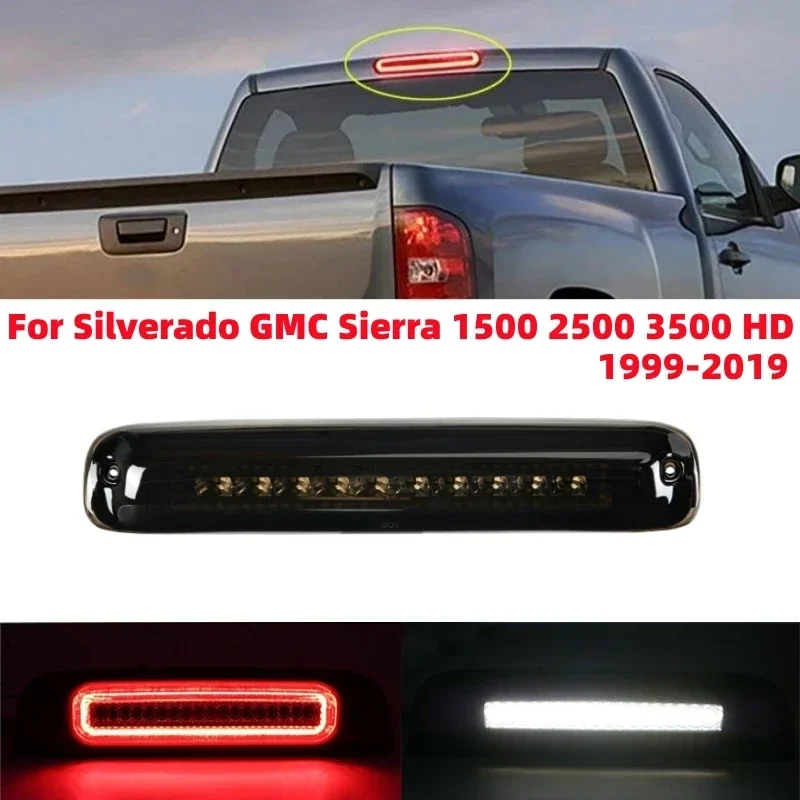 Smoked Lens LED Third Brake Lights with Flash Switch Additional Brake Lamp For Silverado Sierra 1500 2500HD 3500HD 1999-2019