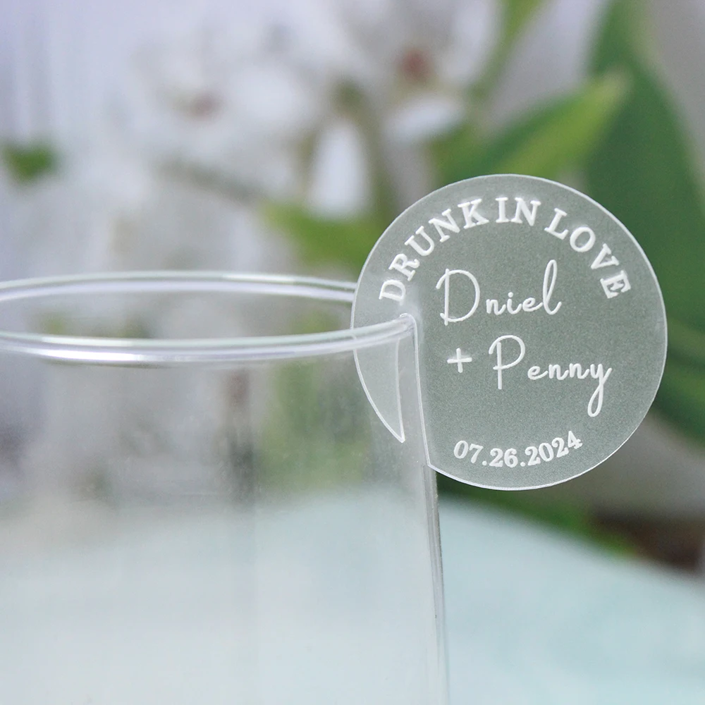 

30/50/100Pcs Personalized Engraved Wedding Drink Markers Cocktail Charms Custom Wine Glass Charms DKR01