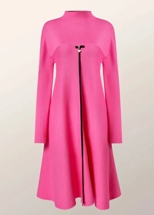 

Elegant Women's Dress 2023 Autumn New Solid Color Temperament Patchwork Long Sleeve Half Turtleneck Dress Pullover Loose Dress