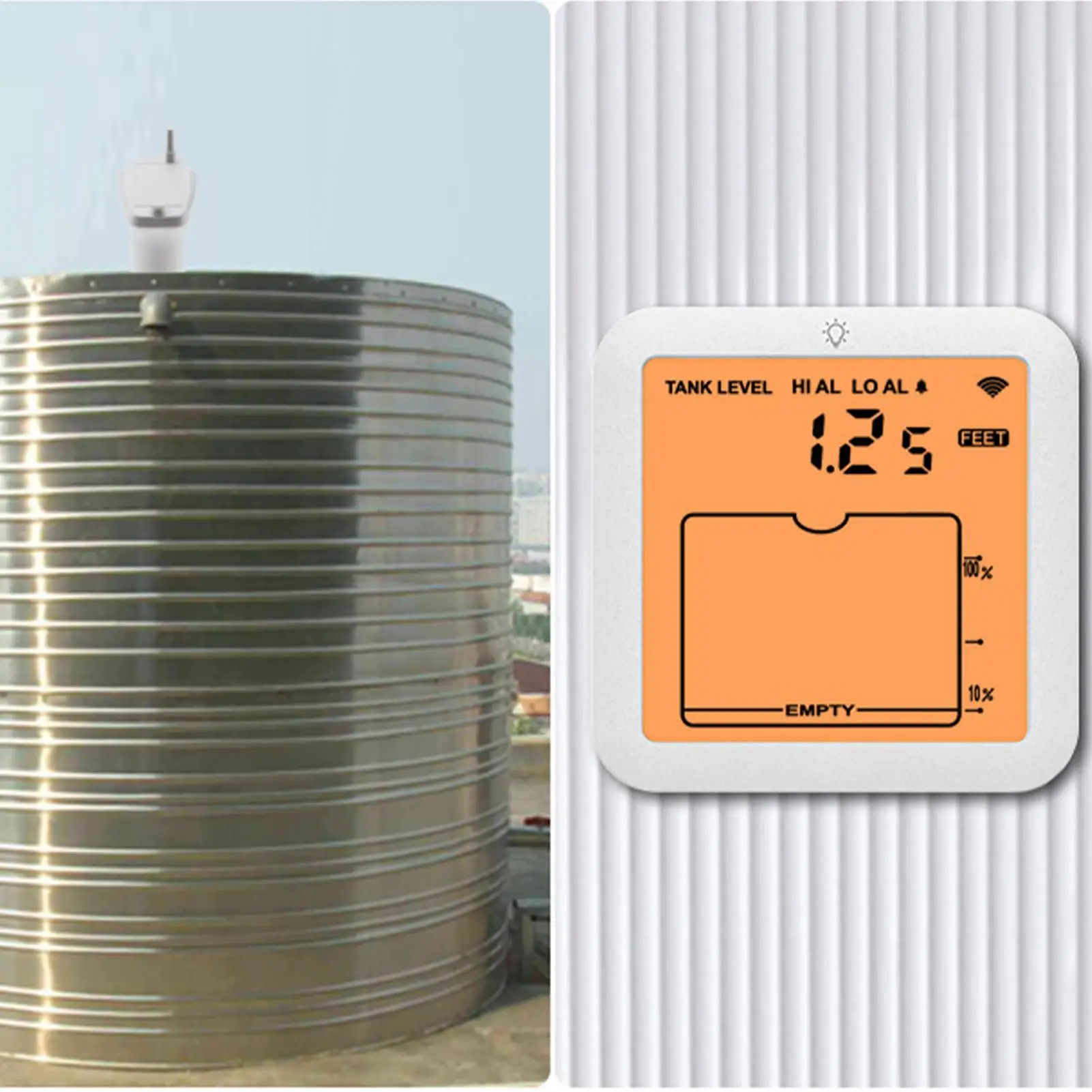 Monitor de nivel de tanque de agua, Detector ultrasónico de indicador de nivel de agua, pantalla Digital, medidor multifuncional para tanque de capacidad de calibre