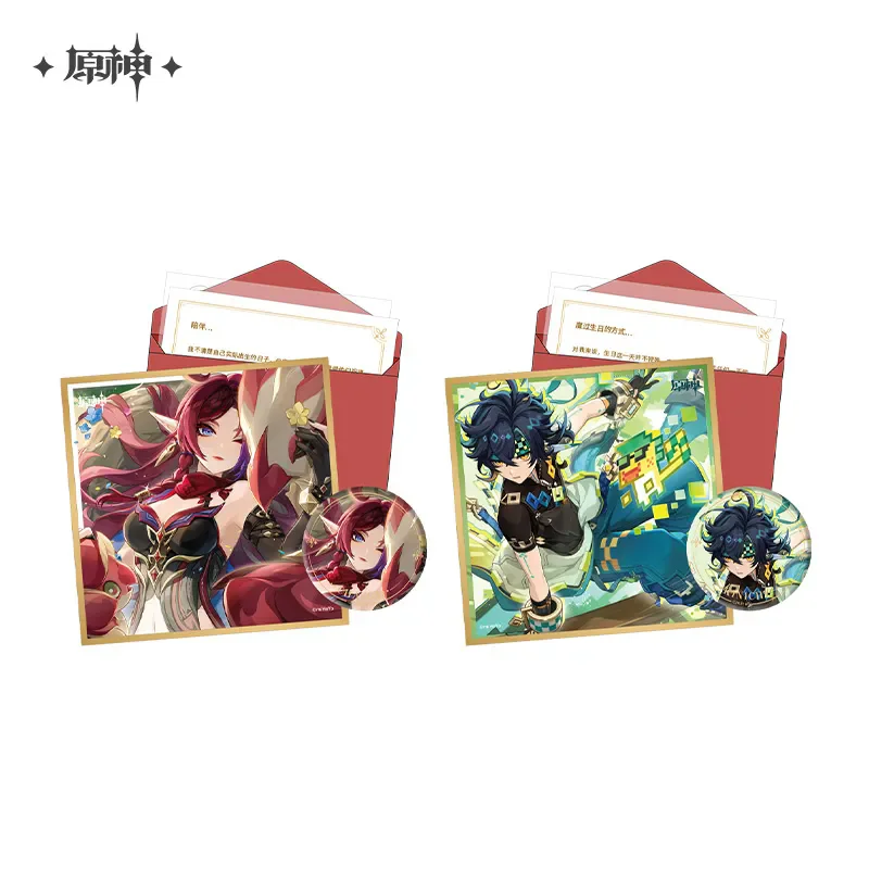 

[Genuine] miHoYo Game Genshin Impact Official original Natlan Role Birthday Series Gift Box Chasca Kinich Anime Badge Postcard