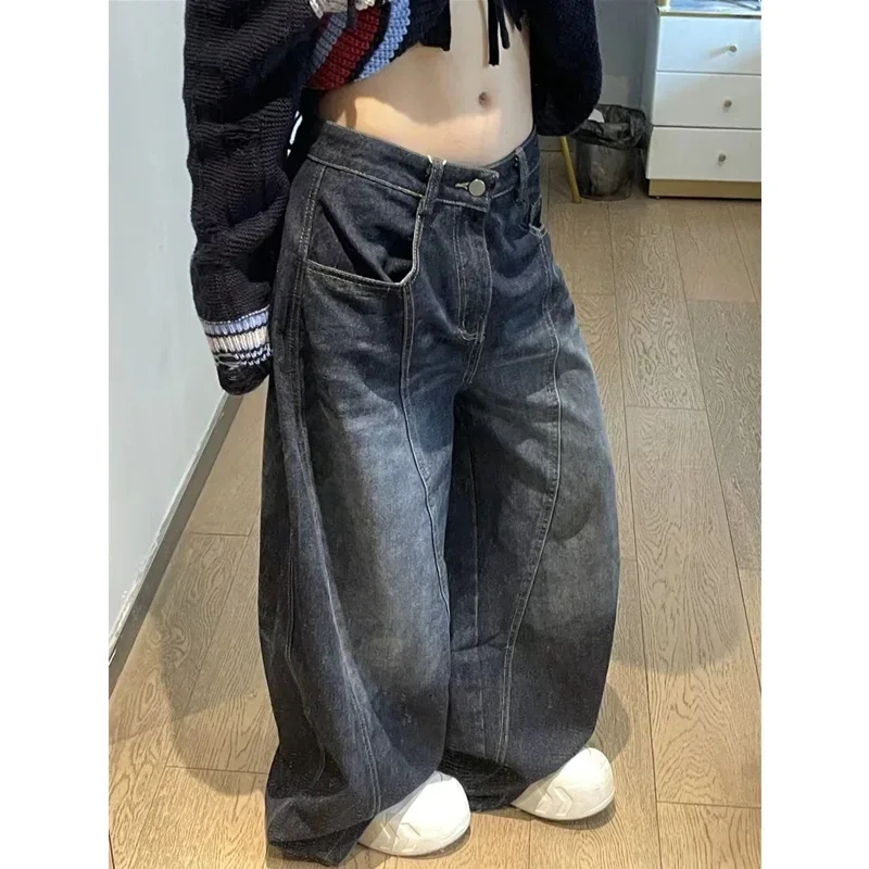 

Moroder Black Womens Jeans High Waist Vintage Design Hip Hop Straight Baggy Denim Pants Street Y2K American Style Wide Leg Denim
