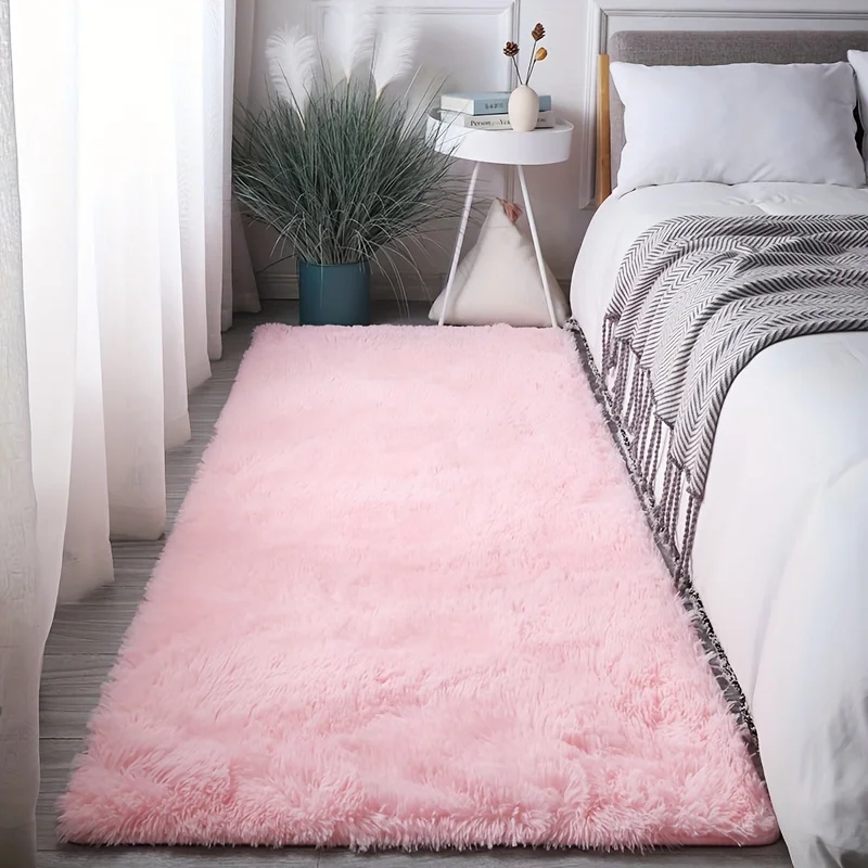 

1 Soft Pink Plush Plush Long Wool Carpet - Machine Washable、Non-Slip、Super Soft and Fluffy