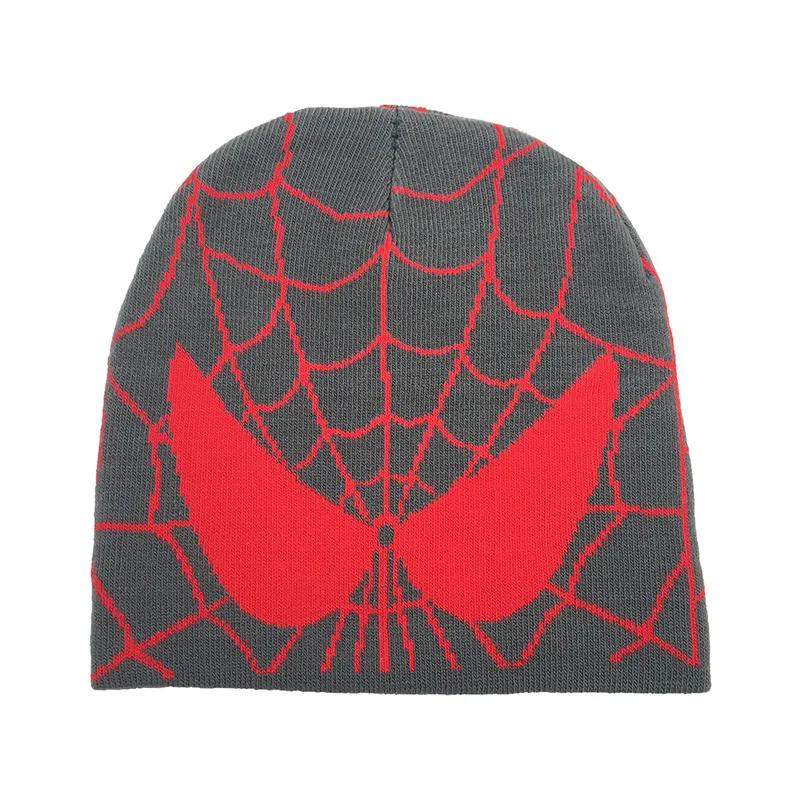 Desenho masculino aranha gorros bordados chapéu, gorro de malha, caveiras macias, gorros bonés, presentes para meninos, outono, inverno, quente, novo