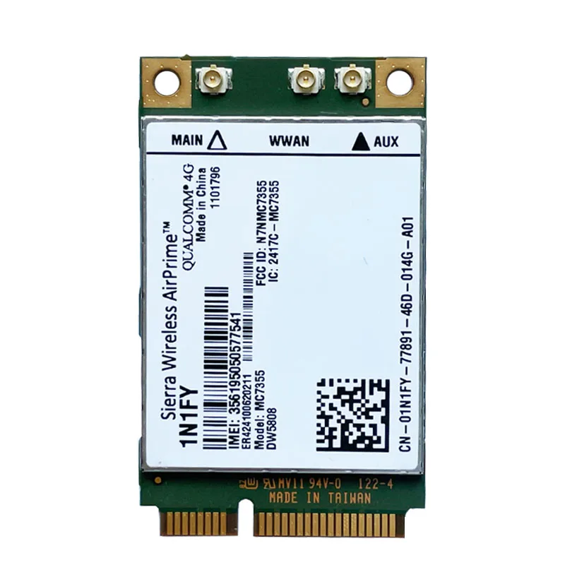 Wireless Airprime MC7355 PCIe LTE / HSPA + GPS 100Mbps Card 1N1FY DW5808  4G Module for 1900/2100/850/70