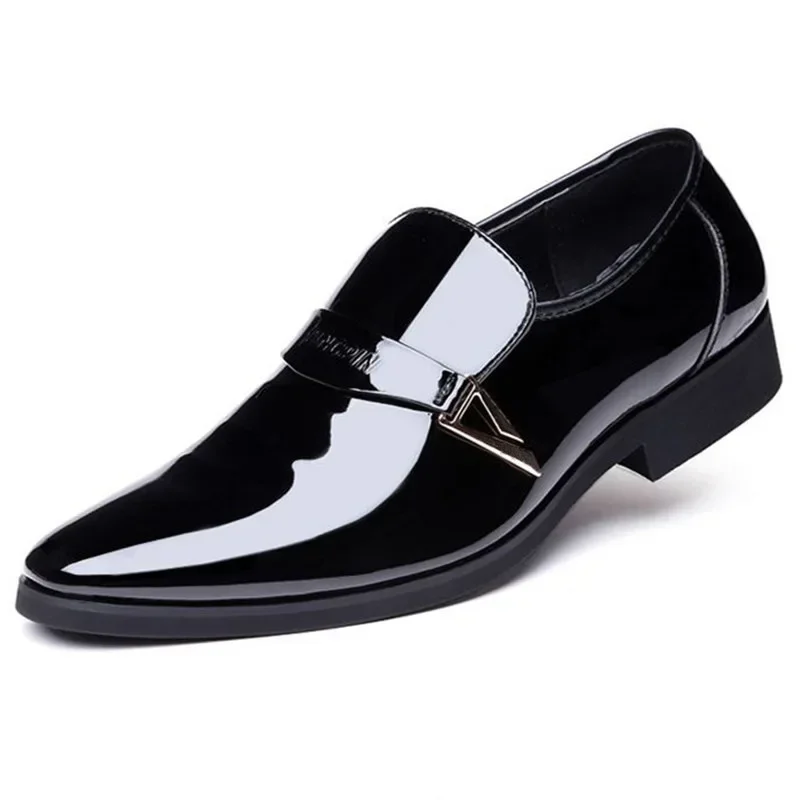 Zapatos informales de negocios para hombre, mocasines de cuero PU con malla marrón puntiaguda, zapatos de lujo para eventos sociales, zapatos de diseñador para boda, color negro