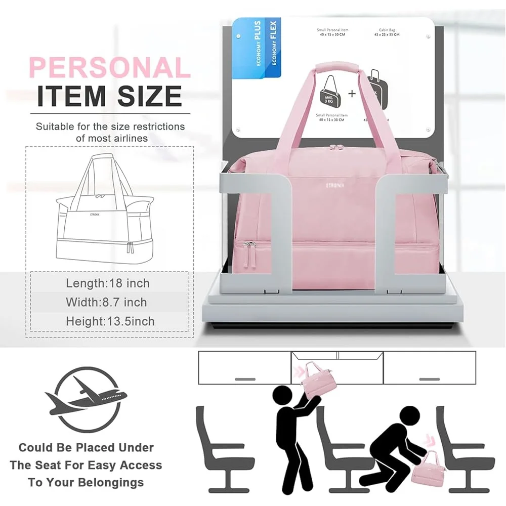 

Women Gym Bag with Shoe Compartment Travel Duffel Bag USB Charging Port Wet Pocket Waterproof Large Capacity Weekender Bag