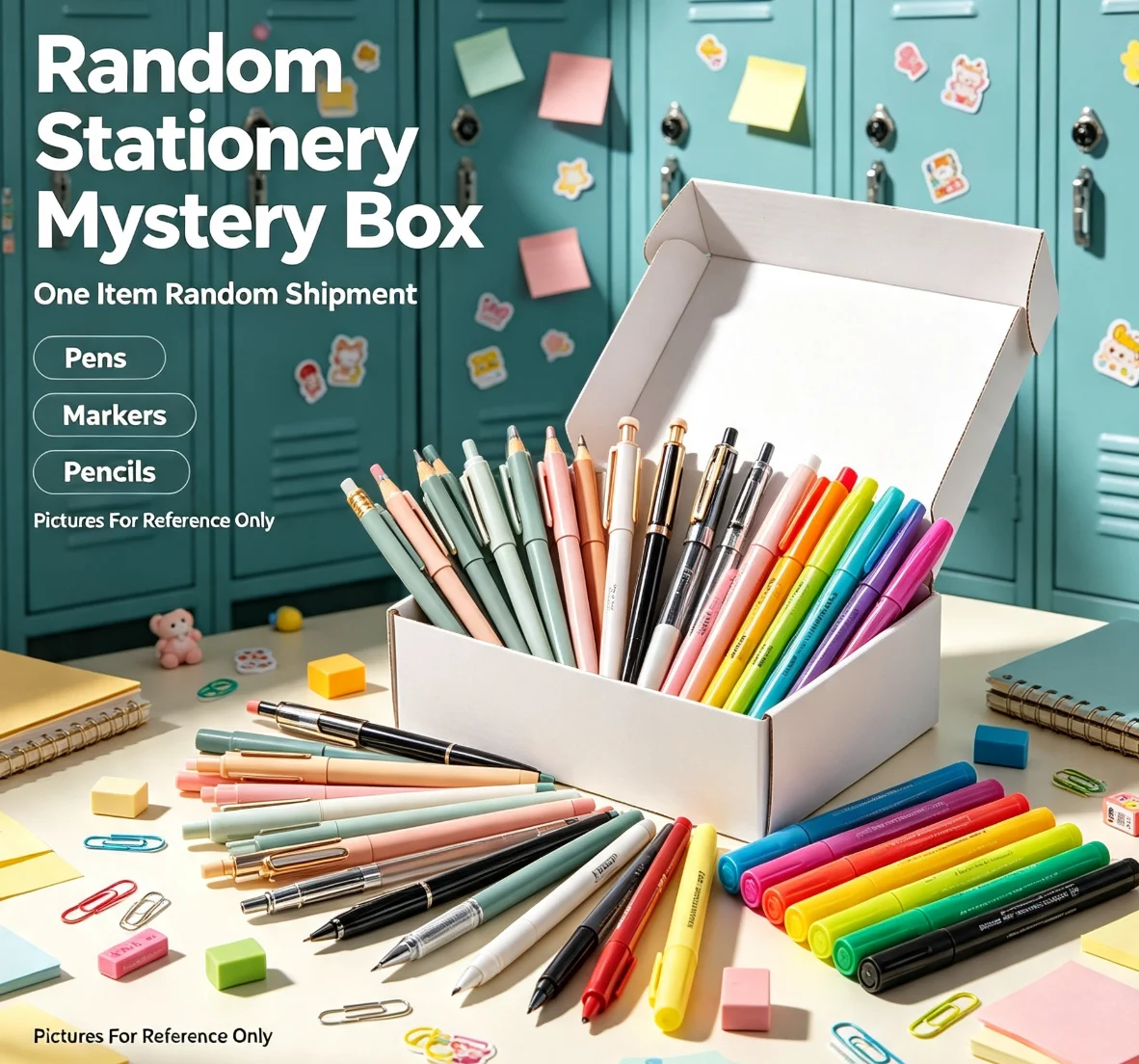 Back To School Stationery Surprise Mystery Box Random Single Assorted Pencils Pens Highlighter Writing Supplies Blind Package view 2