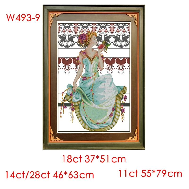 Cross Stitch Kit Queen with Apple Bead Edition Fairy 28ct 18ct 14ct 11ct can be Customized Printed Cloth hand Embroidery Materia