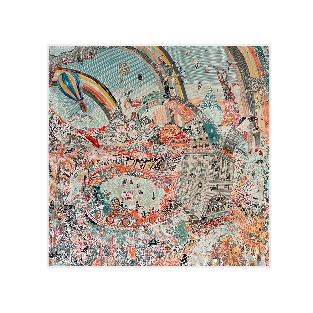 90cm silk scarf women's printed scarf European and American cross-border headscarf, retro large square scarf, shawl wholesale image 4