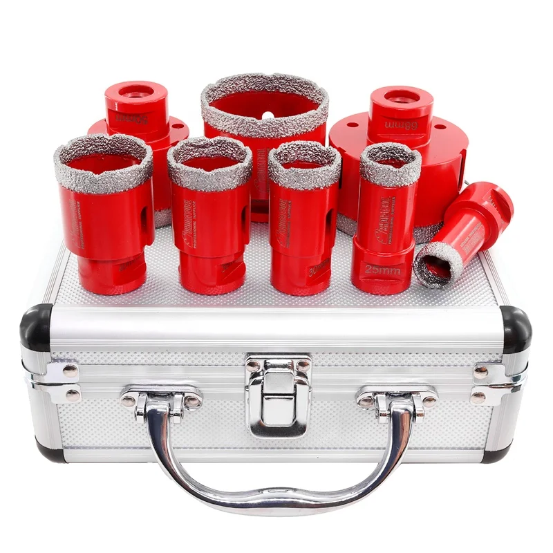 1Set/8PCS 20/25/30/35/40/50/60/68mm Vacuum Brazed M14 Diamond Tools Hole Cutter Marble Tile Diamond Core Drill Bit Set Hole Saw