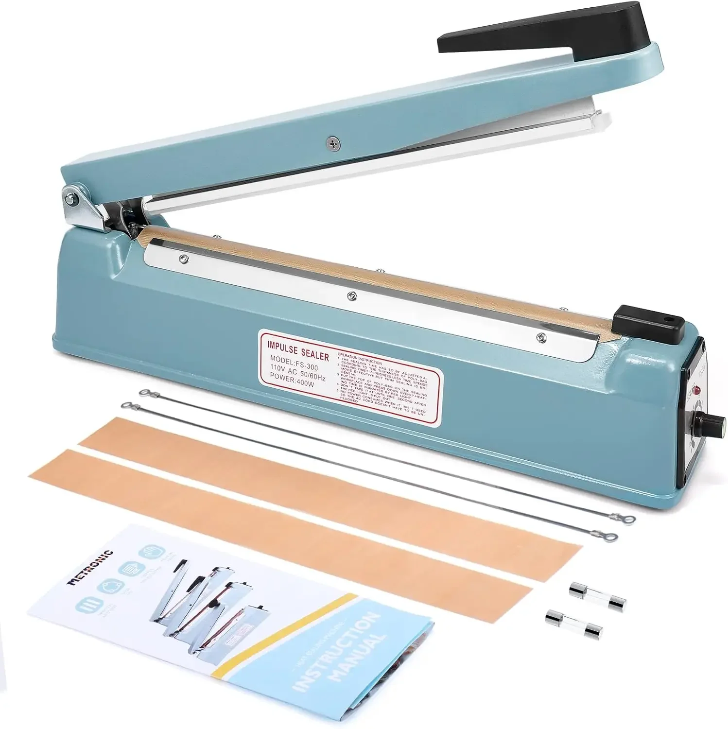 

Impulse Sealer 12 Inch, Heat Sealer Machine with Repair Kit, Manual Bag Sealer, Heavy Duty Impulse Heat Sealer for Plastic Bags