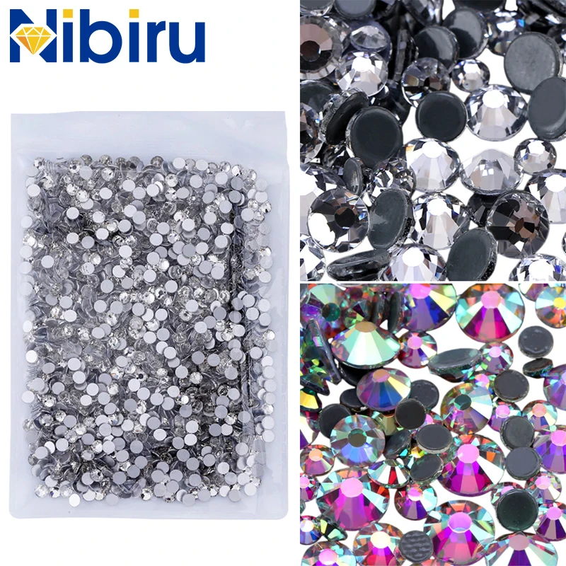 

Nibiru SS3‑SS50 Crystal AB Hotfix Nonhotfix Crystal Glass Electroplating Flatback Hotfix Rhinestones For DIY Shoes Bags Garment