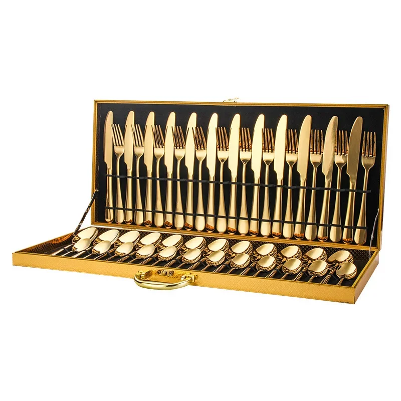 

Luxury Gift Box 24pcs 48pcs 72pcs Spoon Fork Knife Set Stainless Steel Cutlery Set For Banquet