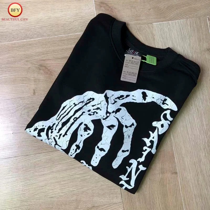 

Модная повседневная футболка свободного кроя с круглым вырезом, 100% хлопок, черная, высококачественная мужская и женская футболка с длинными рукавами SAINT